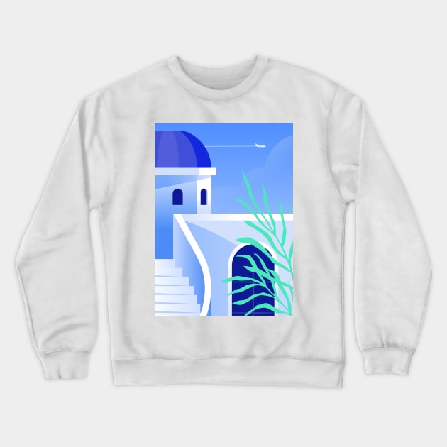 Boho travel art. Santorini, Greece #4 Crewneck Sweatshirt by GreekTavern